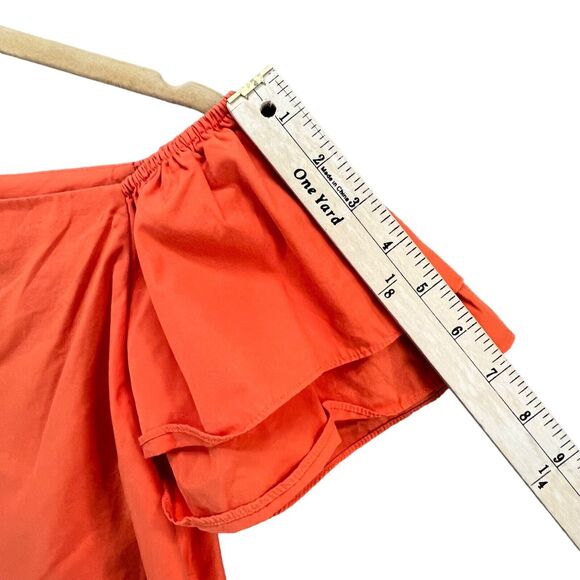 Alice + Olivia Loryn Blouse S Orange Poplin Off Shoulder Ruffle Top Boho Cottage - Picture 8 of 13